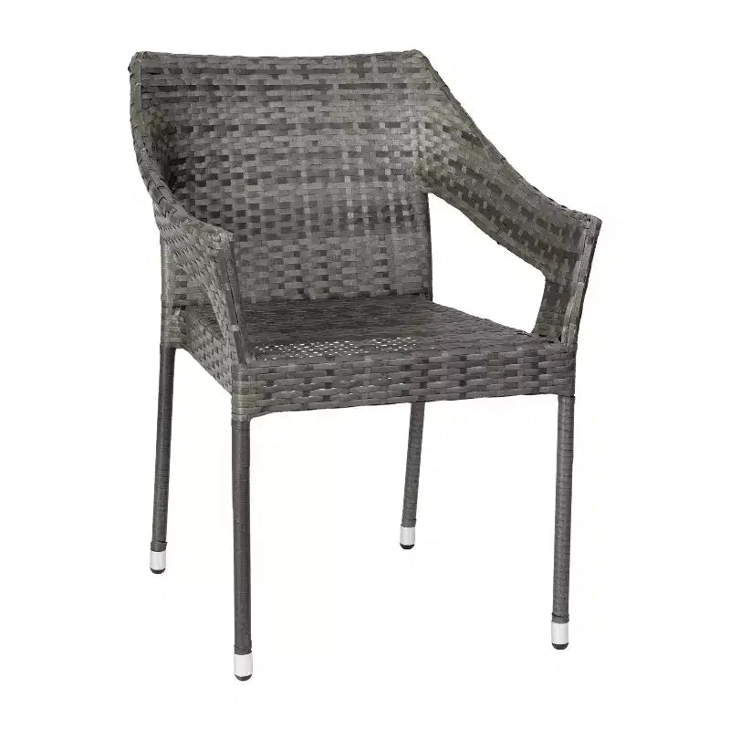 Emma and Oliver All-Weather Indoor/Outdoor Stacking Patio Dining Chair with Steel Frame and Weather Resistant PE Rattan