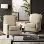 Set of 2 Deborah Modern Wooden Upholstery Modern Genuine Leather Recliner with Nailhead Trim for Living Room and Bedroom| ART OF LIVING DESIGNS