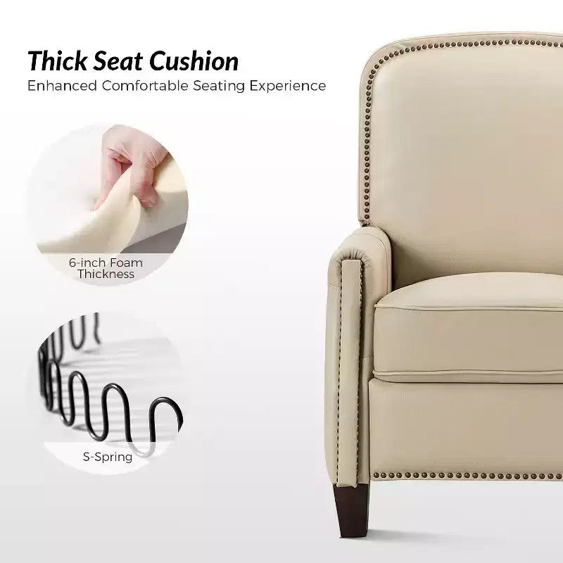 Set of 2 Deborah Modern Wooden Upholstery Modern Genuine Leather Recliner with Nailhead Trim for Living Room and Bedroom| ART OF LIVING DESIGNS