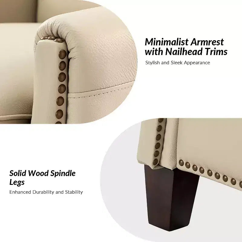 Set of 2 Deborah Modern Wooden Upholstery Modern Genuine Leather Recliner with Nailhead Trim for Living Room and Bedroom| ART OF LIVING DESIGNS