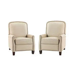Set of 2 Deborah Modern Wooden Upholstery Modern Genuine Leather Recliner with Nailhead Trim for Living Room and Bedroom| ART OF LIVING DESIGNS