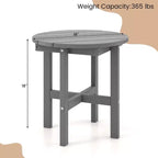Tavolino rotondo Costway Patio Adirondack da 18'' per esterni, in HDPE, resistente alle intemperie, grigio