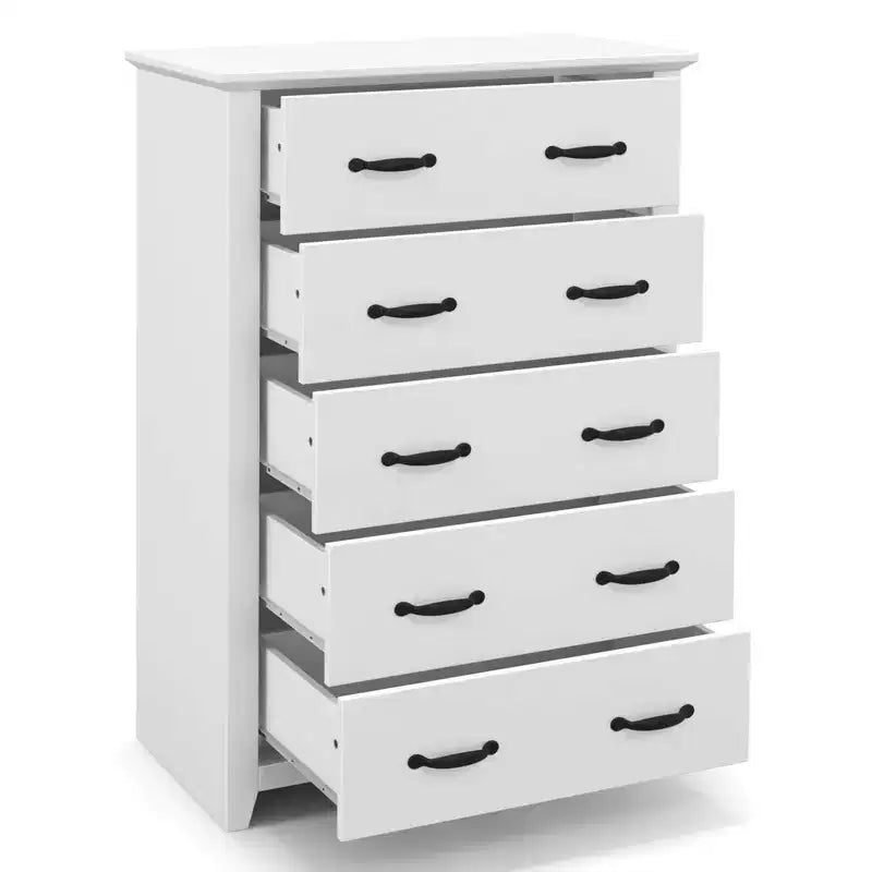 Costway Cassettiera a 5 Cassetti Mobile Contenitore Comodino Alto Organizzatore per Camera da Letto Ingresso Grigio Scuro/Noce