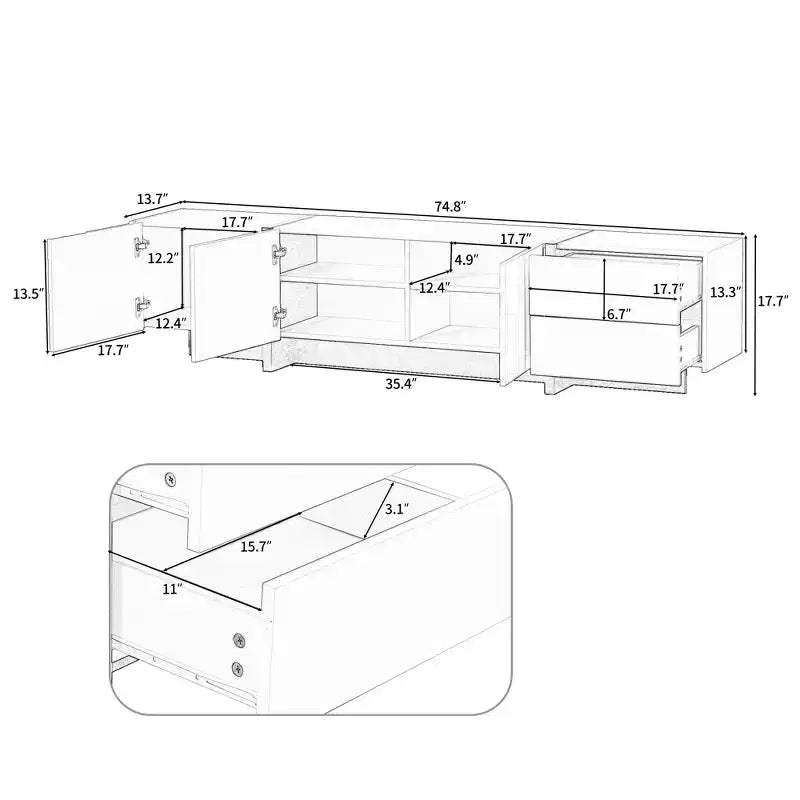 Modern TV Stand for TVs up to 80'' with High Gloss UV Surface-ModernLuxe
