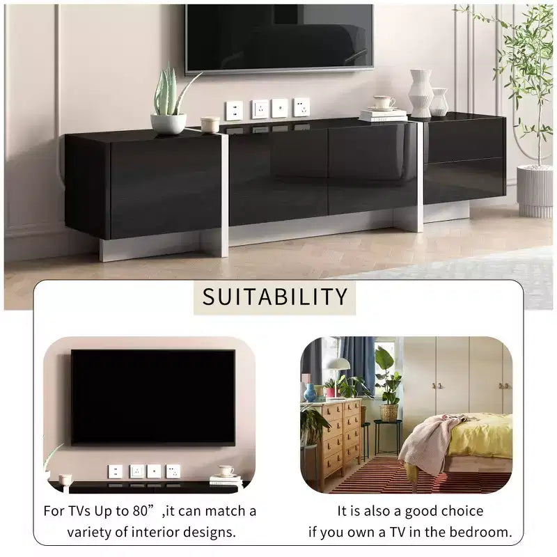 Modern TV Stand for TVs up to 80'' with High Gloss UV Surface-ModernLuxe