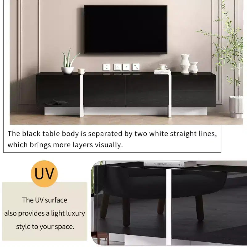 Modern TV Stand for TVs up to 80'' with High Gloss UV Surface-ModernLuxe