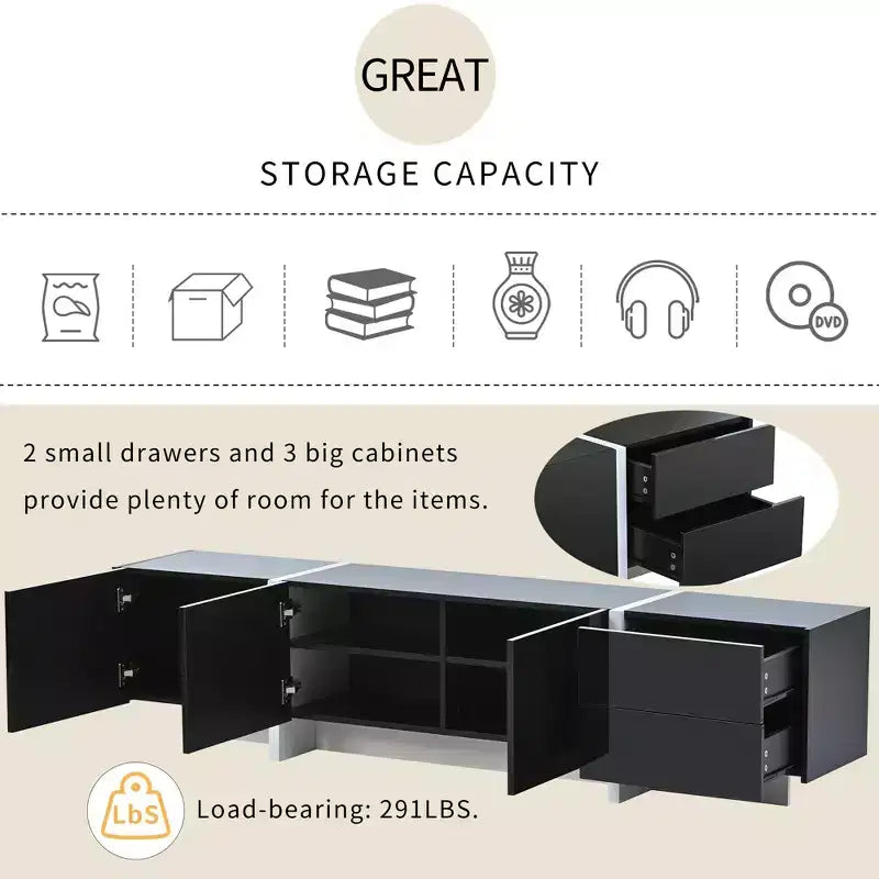 Modern TV Stand for TVs up to 80'' with High Gloss UV Surface-ModernLuxe