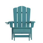 Flash Furniture Newport Sedia Adirondack in HDPE con Portabicchieri e Poggiapiedi Estraibile, Poltrona da Giardino/Interni per Tutte le Stagioni in HDPE