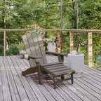 Flash Furniture Newport Sedia Adirondack in HDPE con Portabicchieri e Poggiapiedi Estraibile, Poltrona da Giardino/Interni per Tutte le Stagioni in HDPE