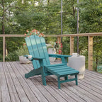 Flash Furniture Newport Sedia Adirondack in HDPE con Portabicchieri e Poggiapiedi Estraibile, Poltrona da Giardino/Interni per Tutte le Stagioni in HDPE