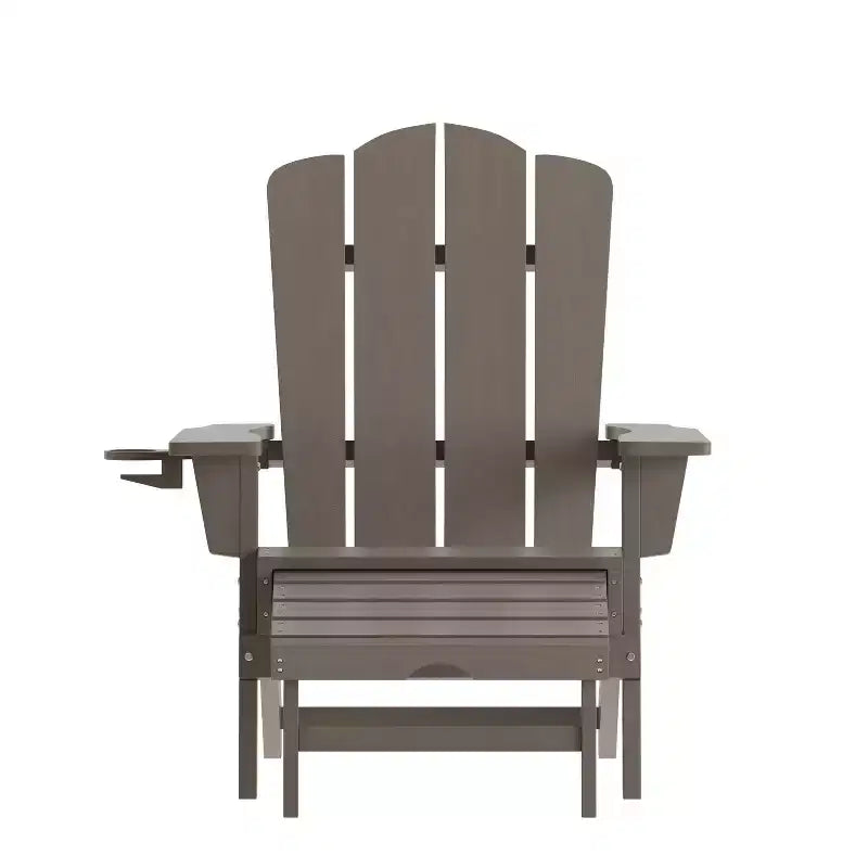 Flash Furniture Newport Sedia Adirondack in HDPE con Portabicchieri e Poggiapiedi Estraibile, Poltrona da Giardino/Interni per Tutte le Stagioni in HDPE