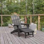 Flash Furniture Newport Sedia Adirondack in HDPE con Portabicchieri e Poggiapiedi Estraibile, Poltrona da Giardino/Interni per Tutte le Stagioni in HDPE