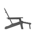 Flash Furniture Newport Sedia Adirondack in HDPE con Portabicchieri e Poggiapiedi Estraibile, Poltrona da Giardino/Interni per Tutte le Stagioni in HDPE