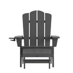 Flash Furniture Newport Sedia Adirondack in HDPE con Portabicchieri e Poggiapiedi Estraibile, Poltrona da Giardino/Interni per Tutte le Stagioni in HDPE