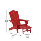Flash Furniture Newport Sedia Adirondack in HDPE con Portabicchieri e Poggiapiedi Estraibile, Poltrona da Giardino/Interni per Tutte le Stagioni in HDPE