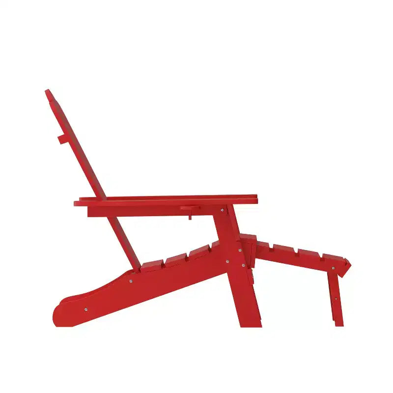 Flash Furniture Newport Sedia Adirondack in HDPE con Portabicchieri e Poggiapiedi Estraibile, Poltrona da Giardino/Interni per Tutte le Stagioni in HDPE