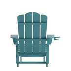 Flash Furniture Newport Sedia Adirondack in HDPE con Portabicchieri e Poggiapiedi Estraibile, Poltrona da Giardino/Interni per Tutte le Stagioni in HDPE