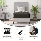 Flash Furniture Dream 10 Inch Hybrid Mattress, High Density Foam and Pocket Spring Mattress in a Box, CertiPur-US Certified Foam