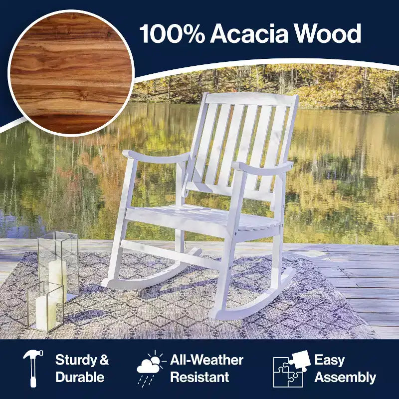 Sedia a dondolo da esterno Penny Classic in legno di acacia con schienale a doghe - JONATHAN Y
