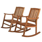 Perry Classic Slat-Back Acacia Wood Patio Outdoor Rocking Chair (Set of 2) - JONATHAN Y