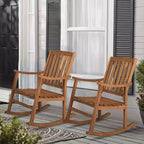 Perry Classic Slat-Back Acacia Wood Patio Outdoor Rocking Chair (Set of 2) - JONATHAN Y