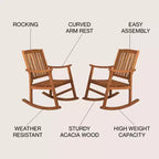 Perry Classic Slat-Back Acacia Wood Patio Outdoor Rocking Chair (Set of 2) - JONATHAN Y