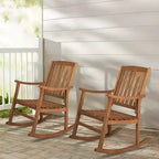Perry Classic Slat-Back Acacia Wood Patio Outdoor Rocking Chair (Set of 2) - JONATHAN Y