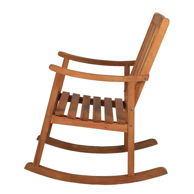 Perry Classic Slat-Back Acacia Wood Patio Outdoor Rocking Chair (Set of 2) - JONATHAN Y