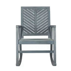 Sedia a dondolo JONATHAN Y Ned in legno di acacia con schienale a chevron moderno, capacità 136 kg, per esterni e patio