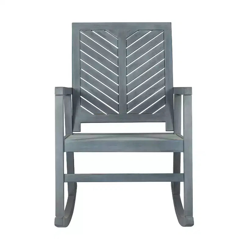 Sedia a dondolo JONATHAN Y Ned in legno di acacia con schienale a chevron moderno, capacità 136 kg, per esterni e patio