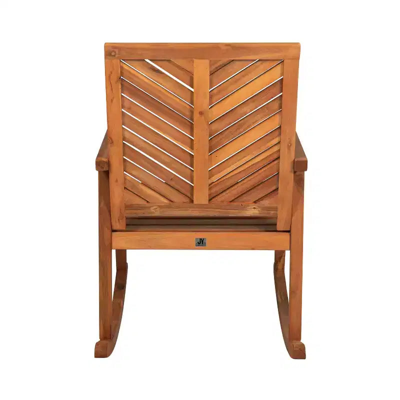Sedia a dondolo JONATHAN Y Ned in legno di acacia con schienale a chevron moderno, capacità 136 kg, per esterni e patio