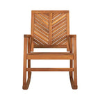 Sedia a dondolo JONATHAN Y Ned in legno di acacia con schienale a chevron moderno, capacità 136 kg, per esterni e patio