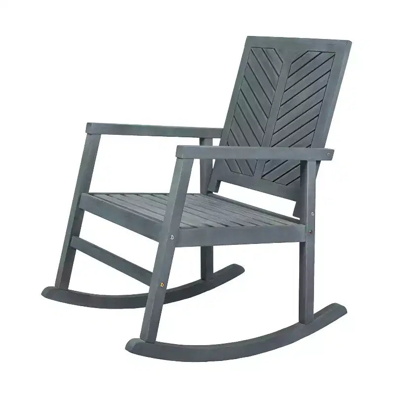 Sedia a dondolo JONATHAN Y Ned in legno di acacia con schienale a chevron moderno, capacità 136 kg, per esterni e patio