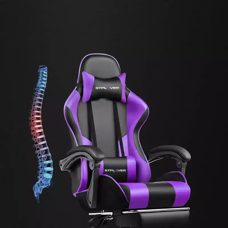 Sedia da Gaming con Poggiapiedi e Cuscino Massaggiante Lombare Ergonomico in Pelle PU - GTRACING
