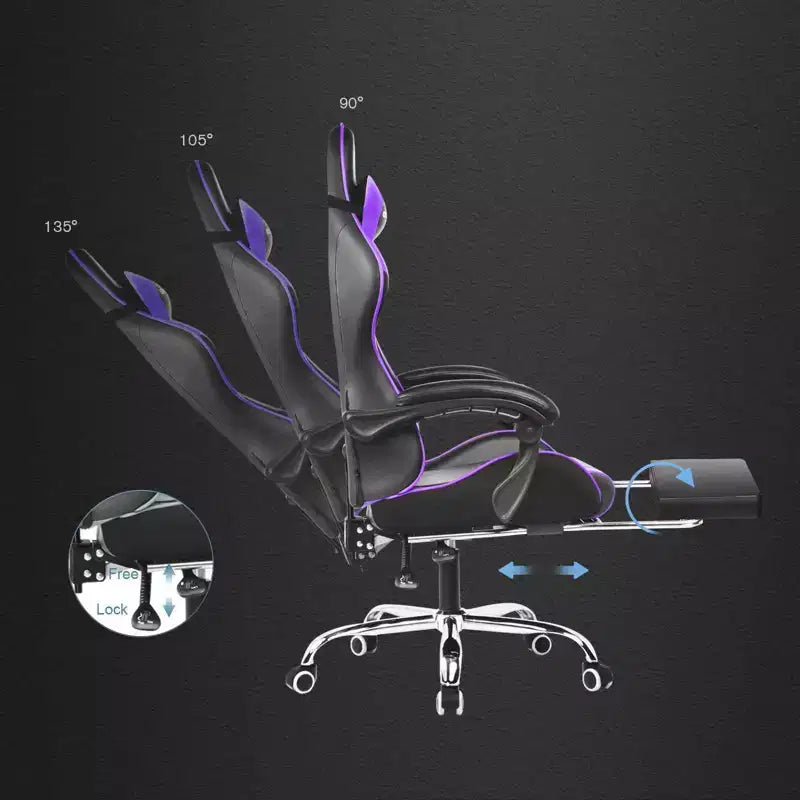 Sedia da Gaming con Poggiapiedi e Cuscino Massaggiante Lombare Ergonomico in Pelle PU - GTRACING