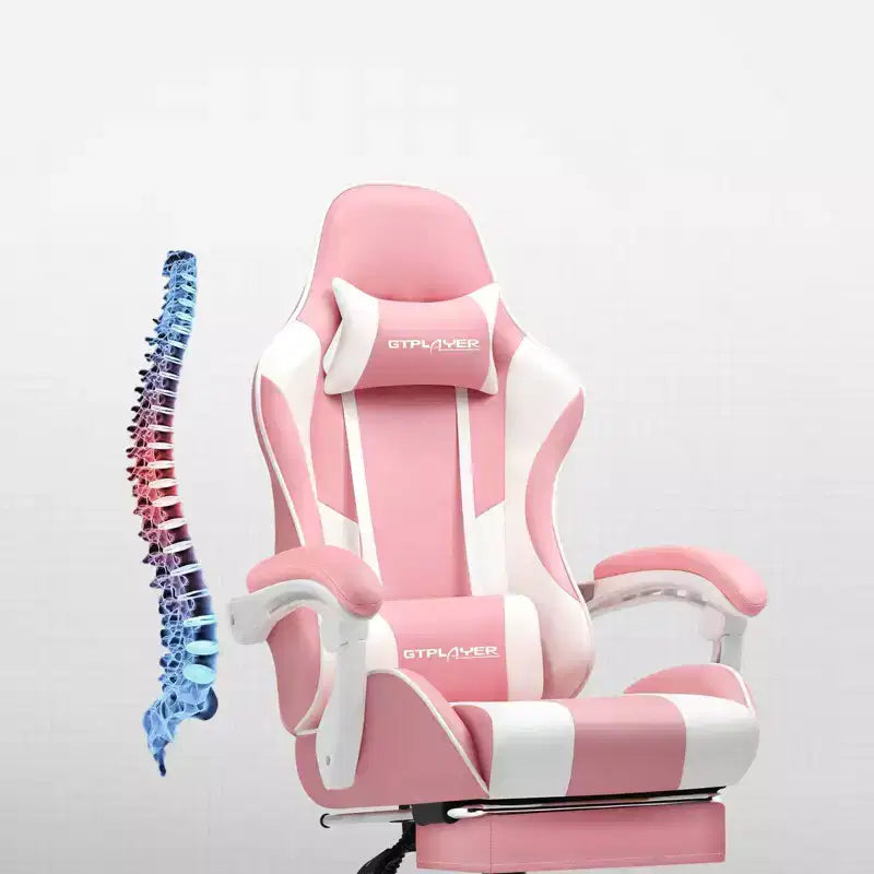 Sedia da Gaming con Poggiapiedi e Cuscino Massaggiante Lombare Ergonomico in Pelle PU - GTRACING