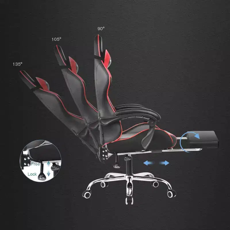 Sedia da Gaming con Poggiapiedi e Cuscino Massaggiante Lombare Ergonomico in Pelle PU - GTRACING