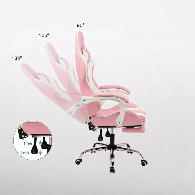 Sedia da Gaming con Poggiapiedi e Cuscino Massaggiante Lombare Ergonomico in Pelle PU - GTRACING