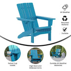 Flash Furniture Halifax Adirondack Chair with Cup Holder, Weather Resistant HDPE Adirondack Chair