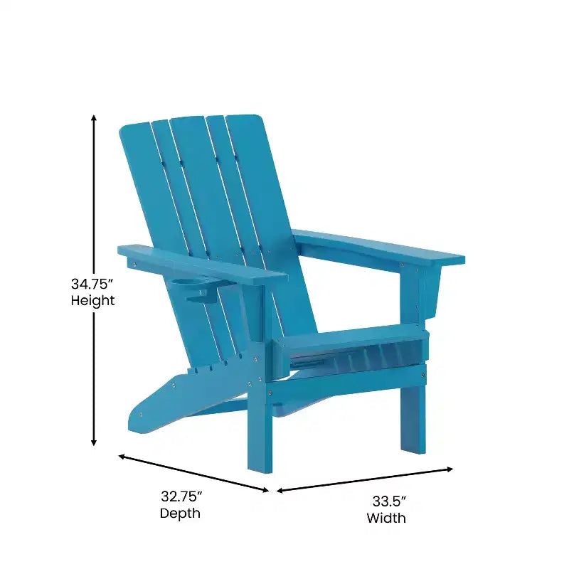 Flash Furniture Halifax Adirondack Chair with Cup Holder, Weather Resistant HDPE Adirondack Chair
