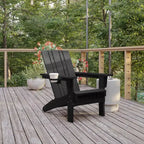 Flash Furniture Halifax Adirondack Chair with Cup Holder, Weather Resistant HDPE Adirondack Chair
