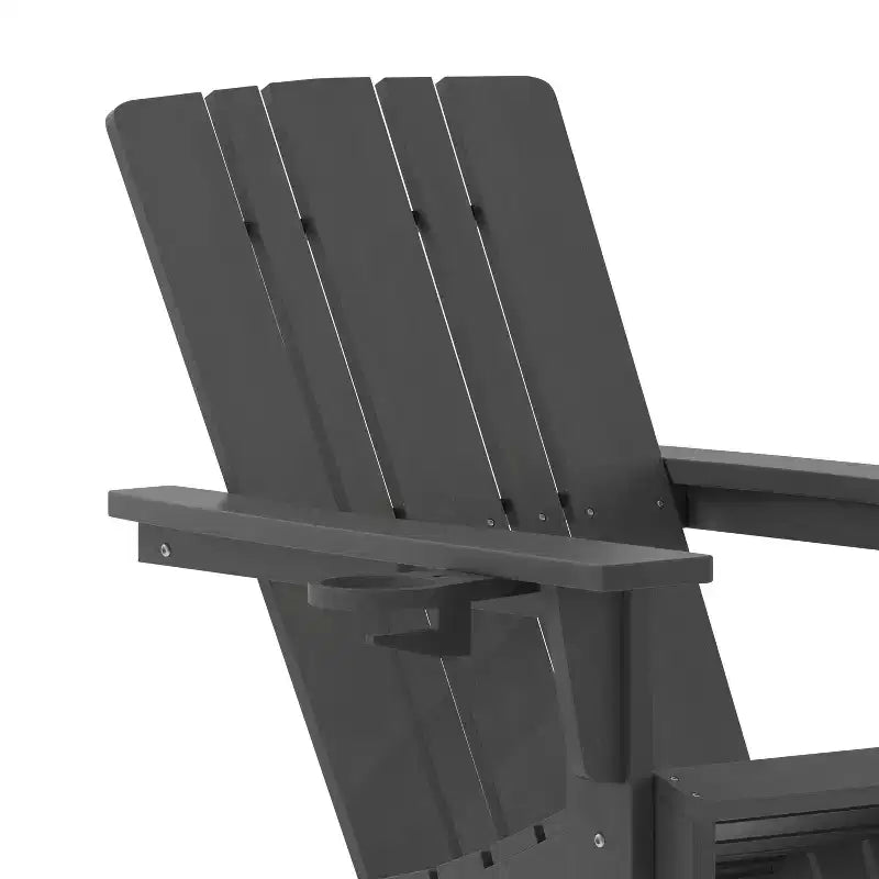 Flash Furniture Halifax Adirondack Chair with Cup Holder, Weather Resistant HDPE Adirondack Chair