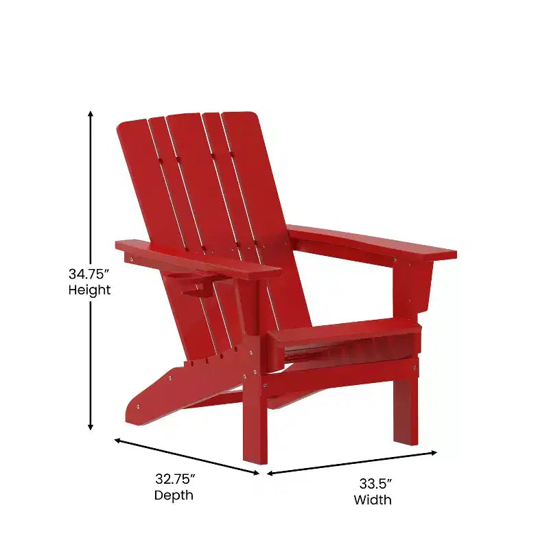 Flash Furniture Halifax Adirondack Chair with Cup Holder, Weather Resistant HDPE Adirondack Chair