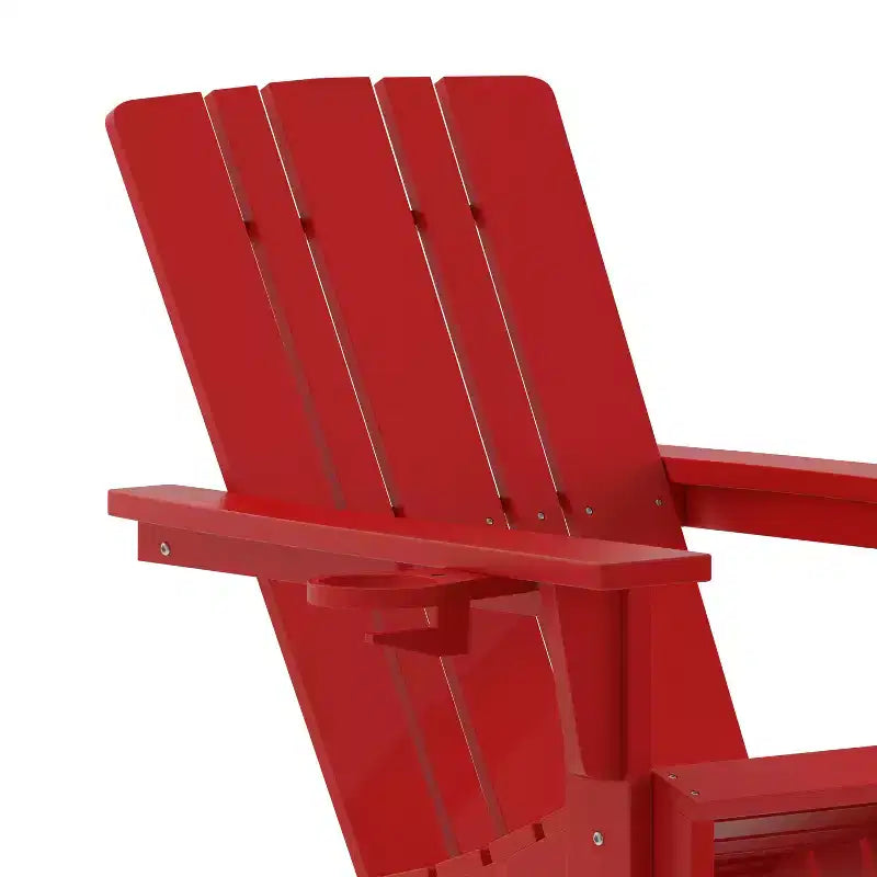 Flash Furniture Halifax Adirondack Chair with Cup Holder, Weather Resistant HDPE Adirondack Chair