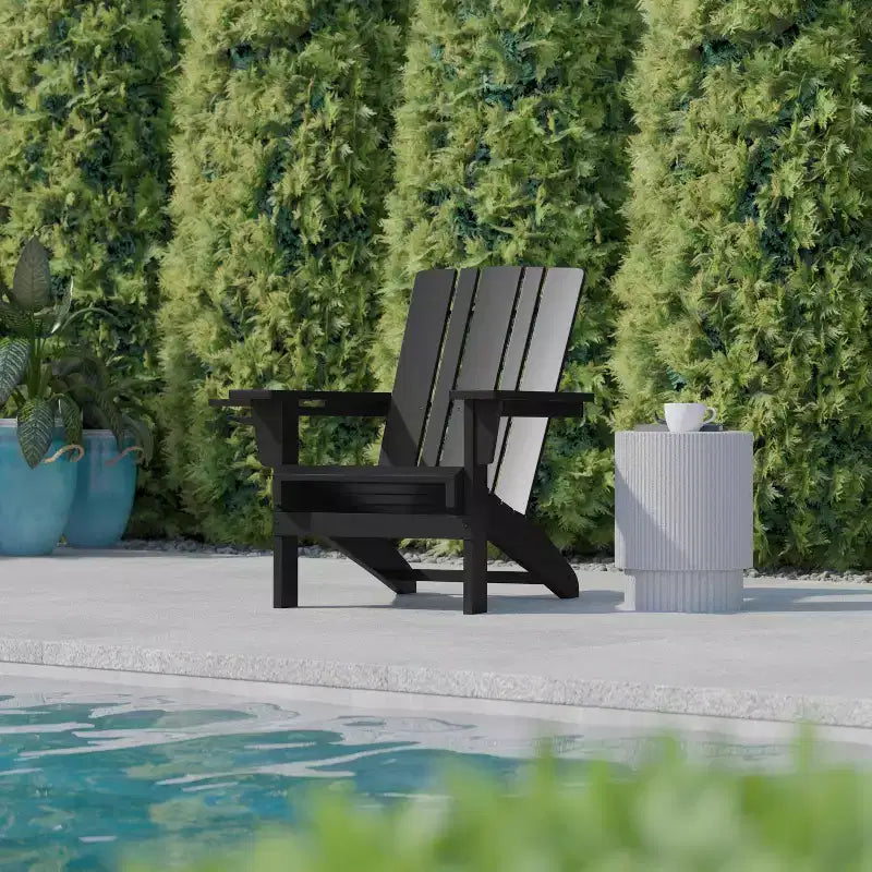 Flash Furniture Halifax Adirondack Chair with Cup Holder, Weather Resistant HDPE Adirondack Chair