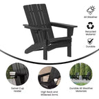 Flash Furniture Halifax Adirondack Chair with Cup Holder, Weather Resistant HDPE Adirondack Chair