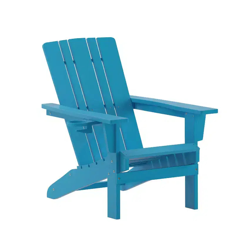 Flash Furniture Sedia Adirondack Halifax con Portabicchiere, Sedia Adirondack in HDPE Resistente alle Intemperie