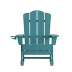 Flash Furniture Newport Adirondack Rocking Chair with Cup Holder, Weather Resistant HDPE Adirondack Rocking Chair, Set of 2