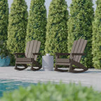 Flash Furniture Newport Adirondack Rocking Chair with Cup Holder, Weather Resistant HDPE Adirondack Rocking Chair, Set of 2
