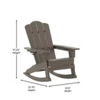 Flash Furniture Newport Adirondack Rocking Chair with Cup Holder, Weather Resistant HDPE Adirondack Rocking Chair, Set of 2